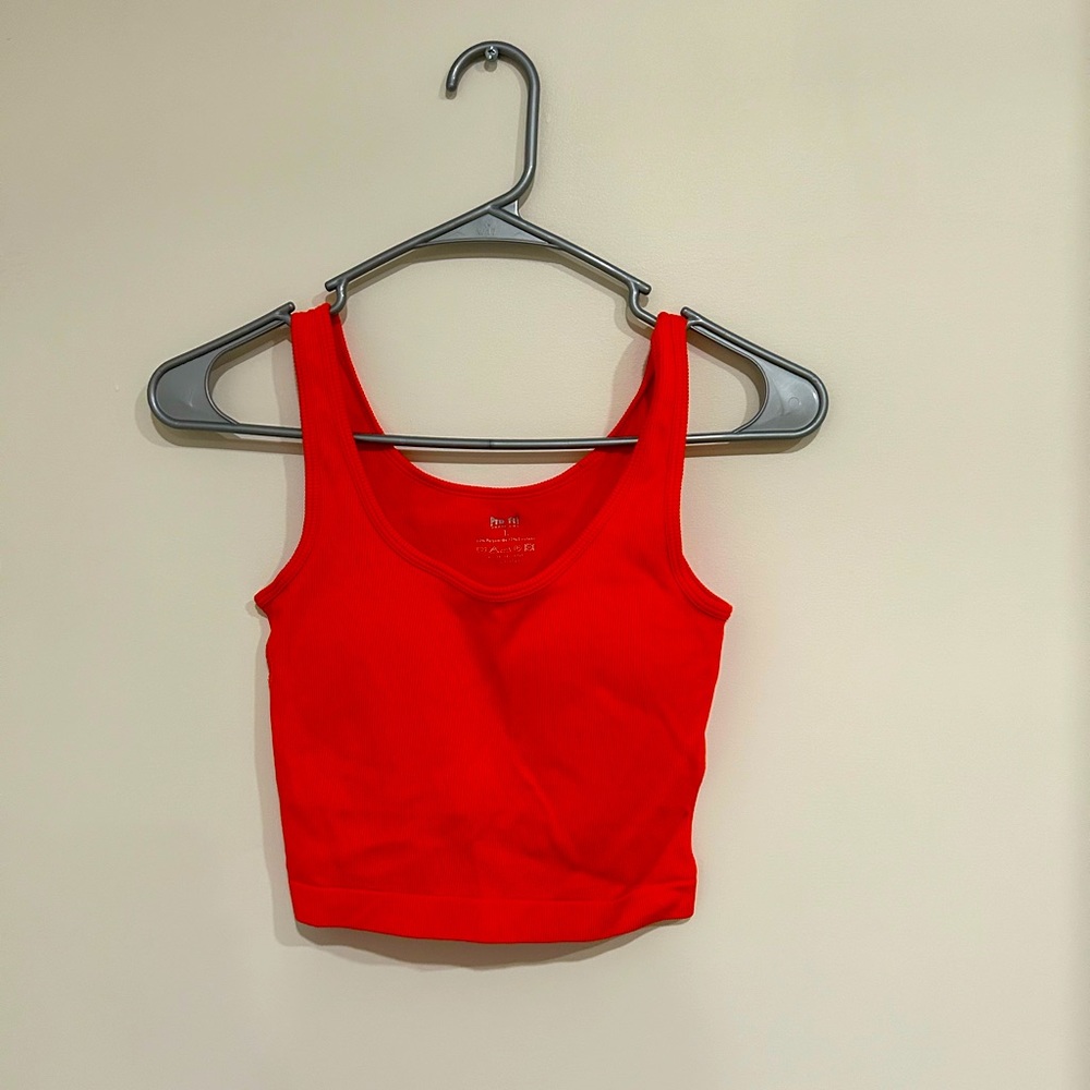 neon orange cropped tank top